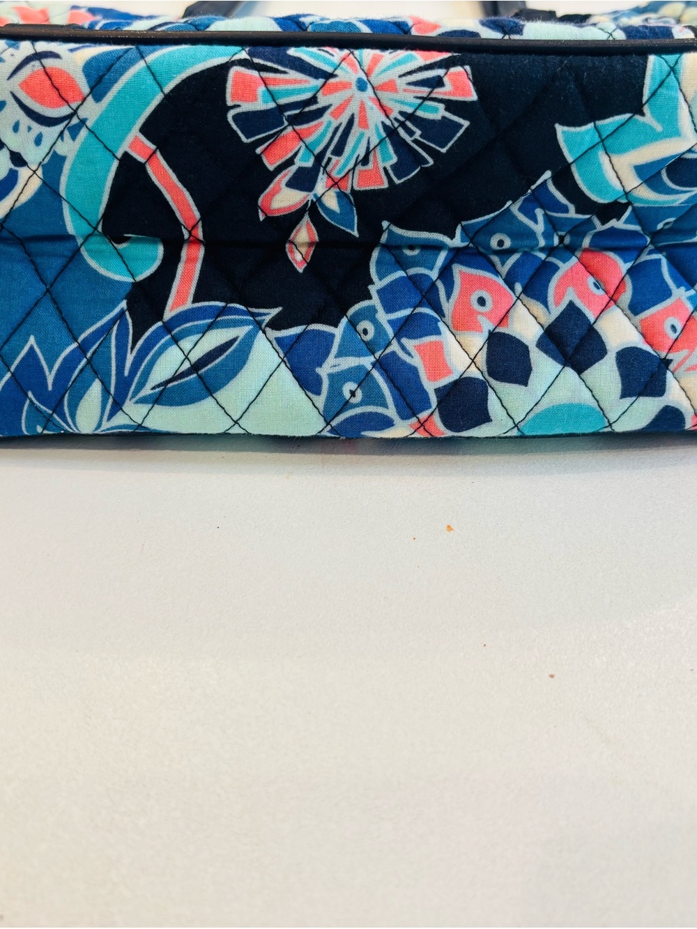 Vera Bradley Lotus Flowers Tote in Navy, Aqua and Coral size H 10 W 15 - Picture 5 of 9